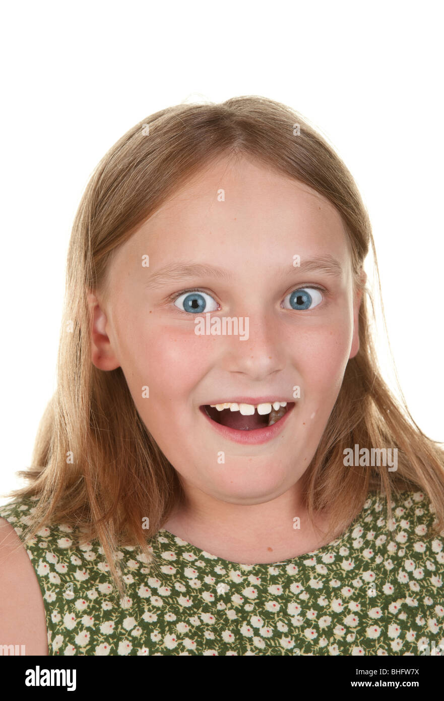 image of a surprised young girl isolated on white Stock Photo - Alamy