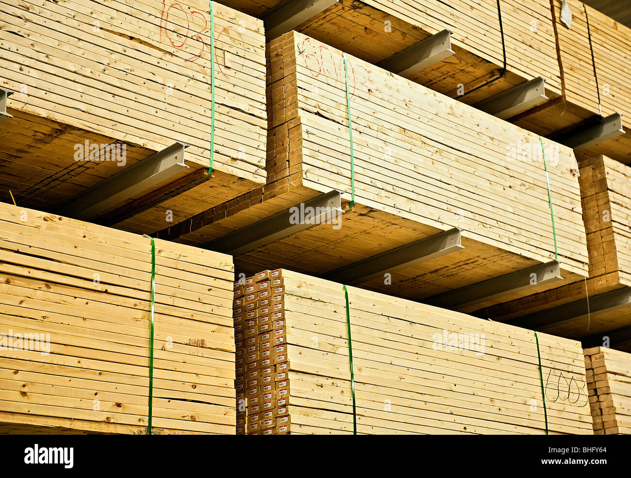 Wood building supplies. Stock Photo