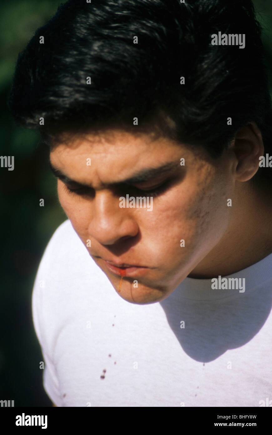 Hispanic man spit chewing tobacco juice health cancer hygiene teeth