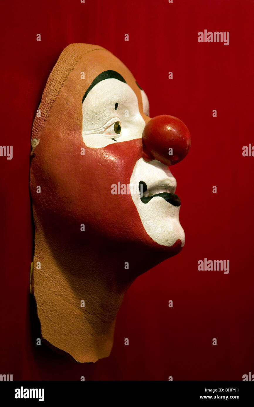 Clown mask, Circus World Museum, Baraboo, Wisconsin, USA. Stock Photo