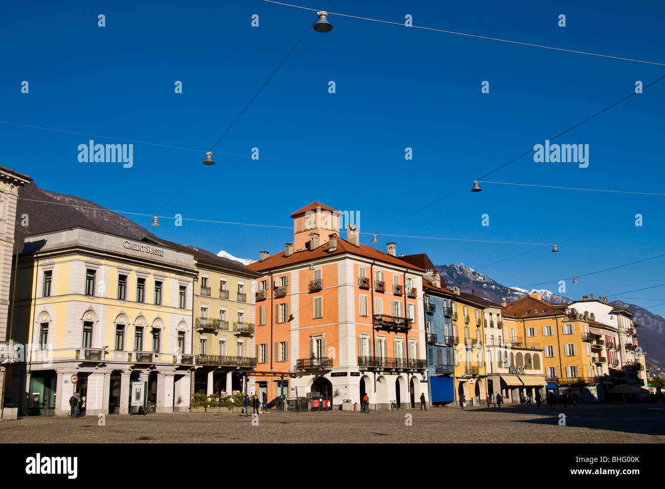 Piazza Grande, Grande square, Locarno, Canton Ticino, Switzerland Stock Photo