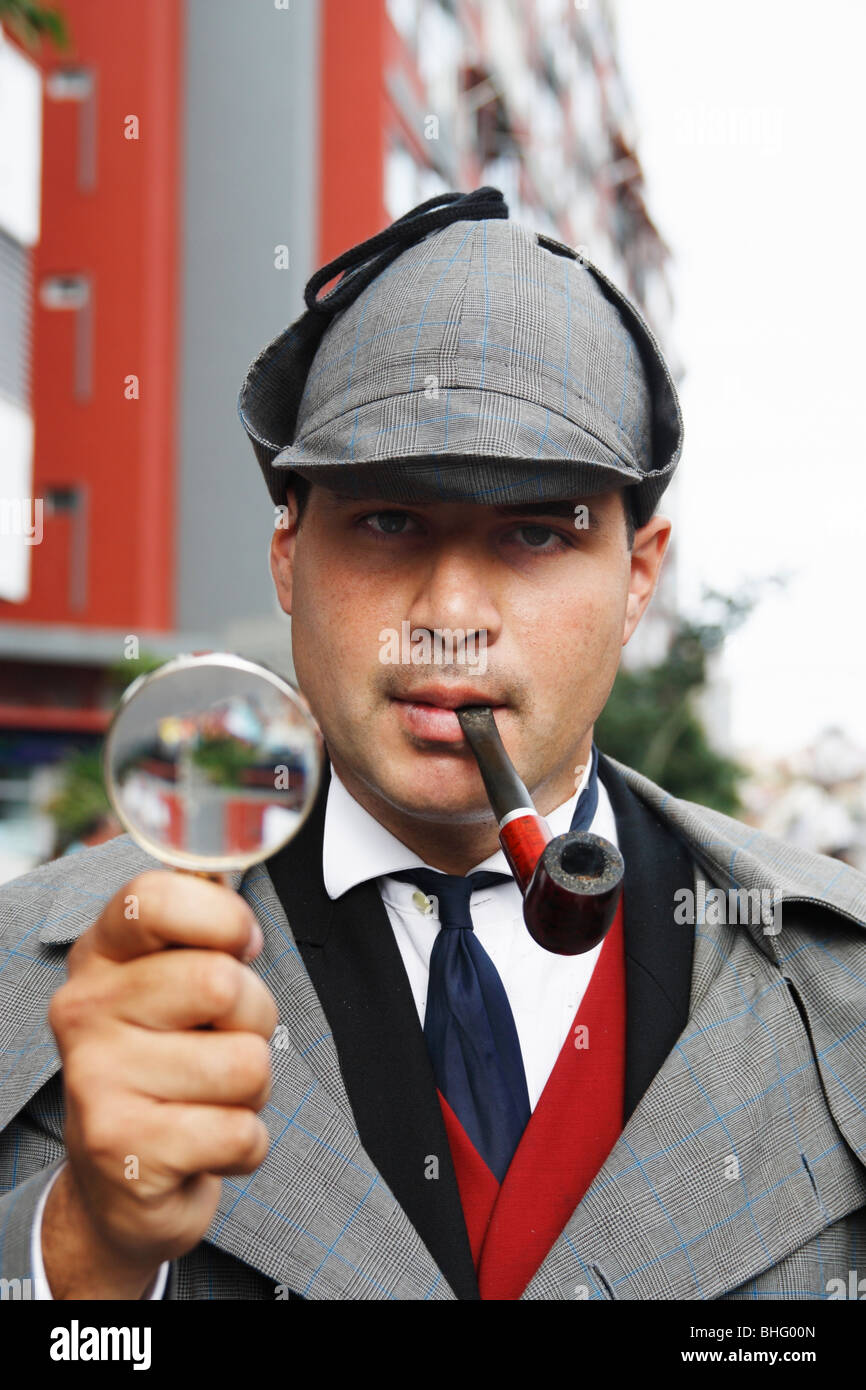 Sherlock Holmes lookalike at carnival in the Canary Islands Stock Photo