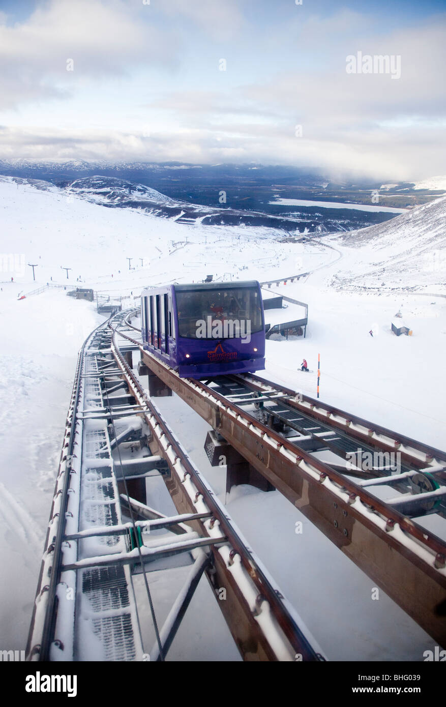 The Funicular Railway running in the Cairngorm Mountains, Aviemore, Scotland, UK Stock Photo