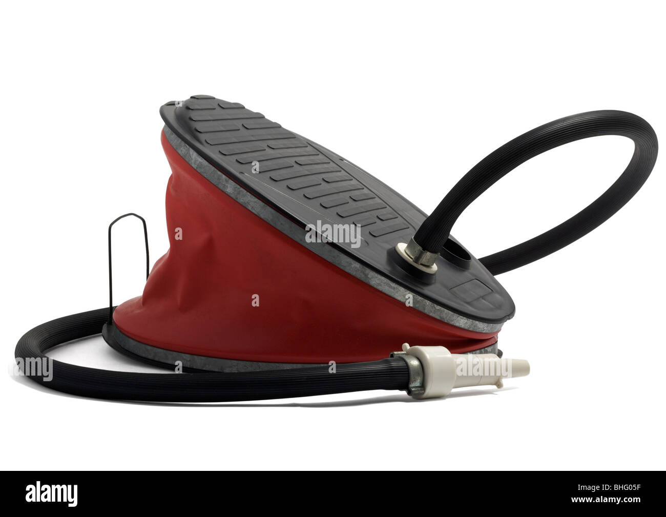 Air bed bellows pump on white background Stock Photo Alamy