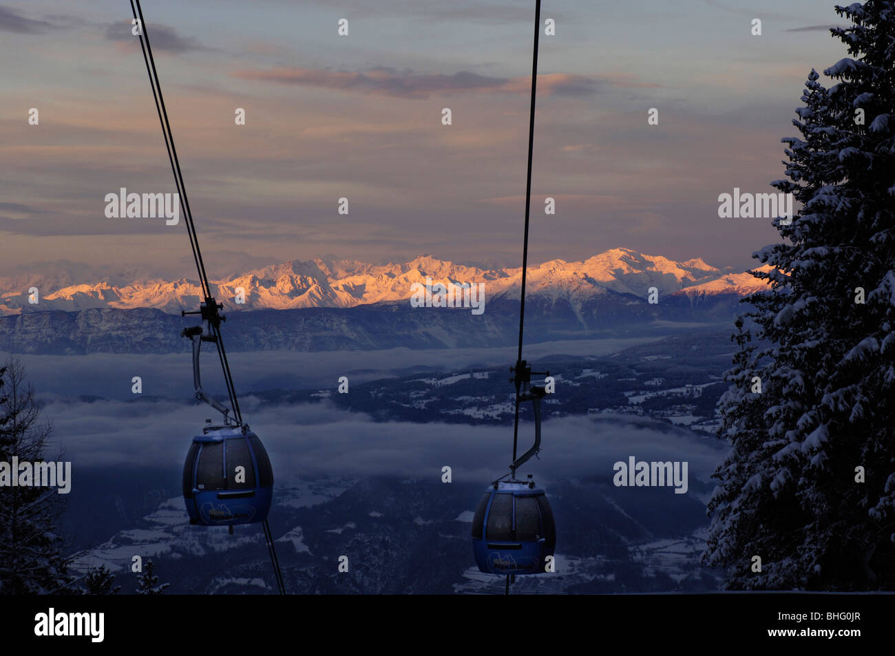 Passenger Cabin Of A Cable Car On A Winter S Evening View At A