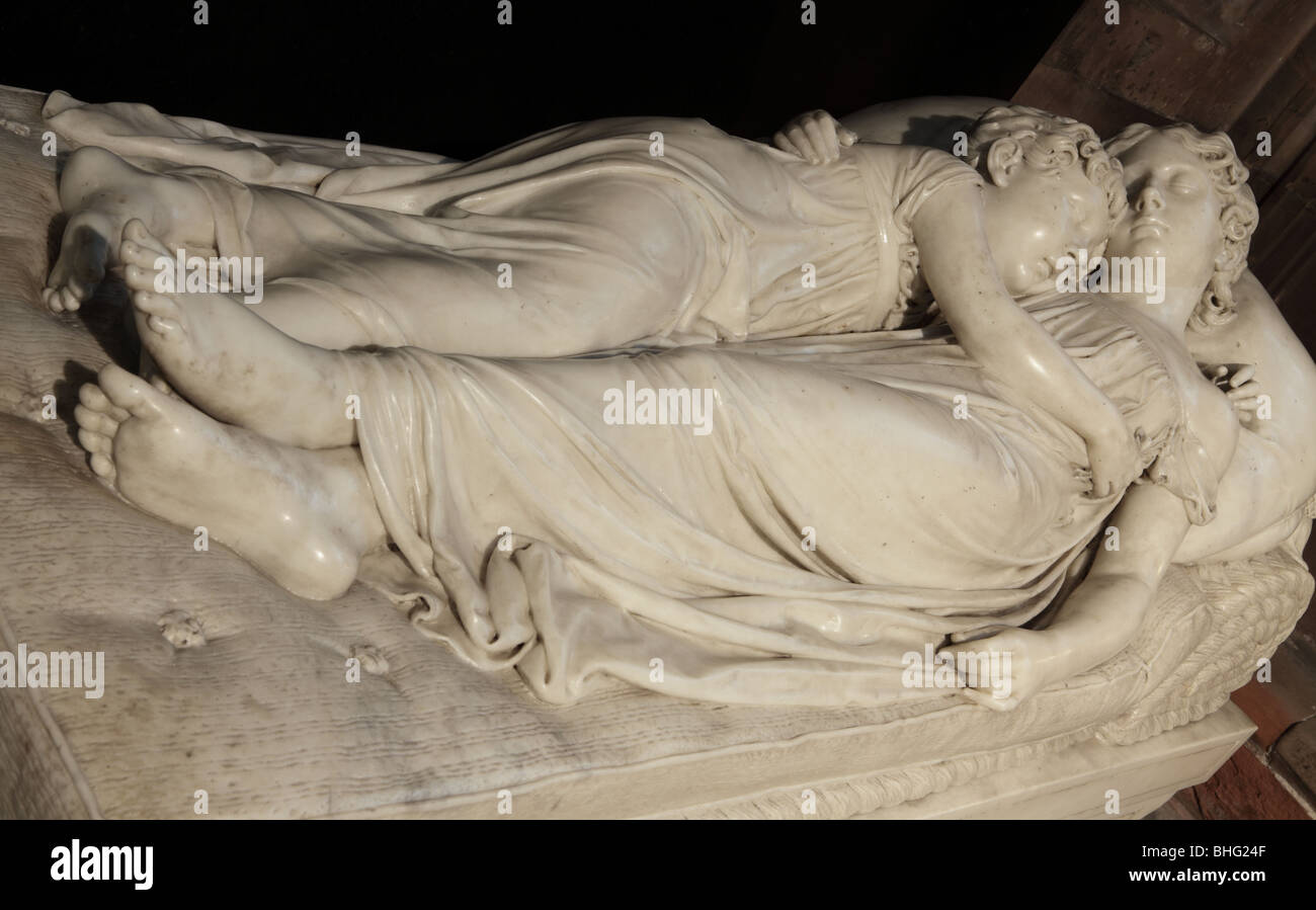 The Sleeping Children sculpture in Lichfield Cathedral. Stock Photo