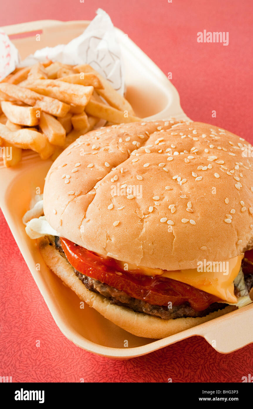 Burger and fries Stock Photo