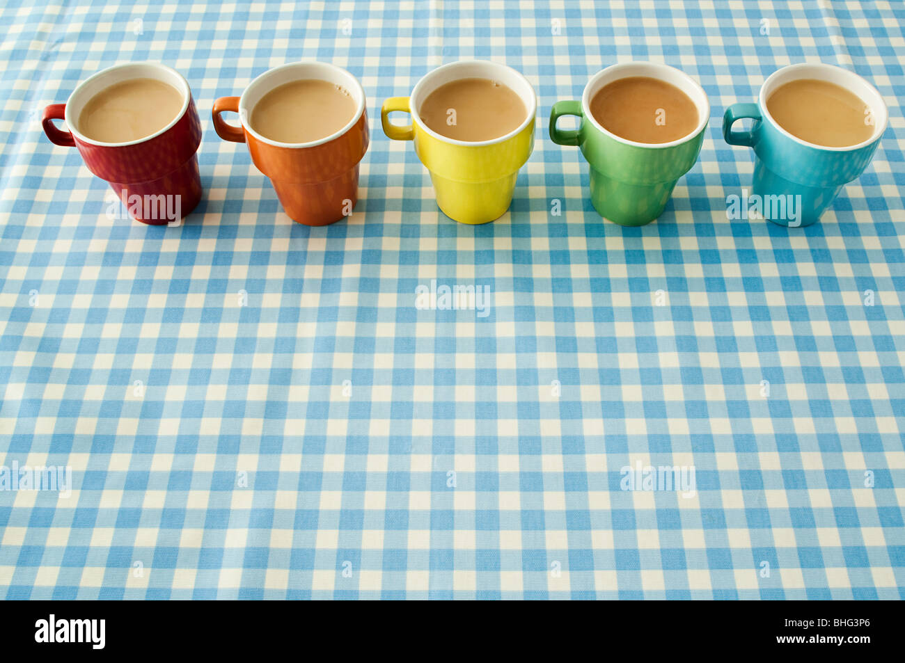 Five cups of tea Stock Photo Alamy