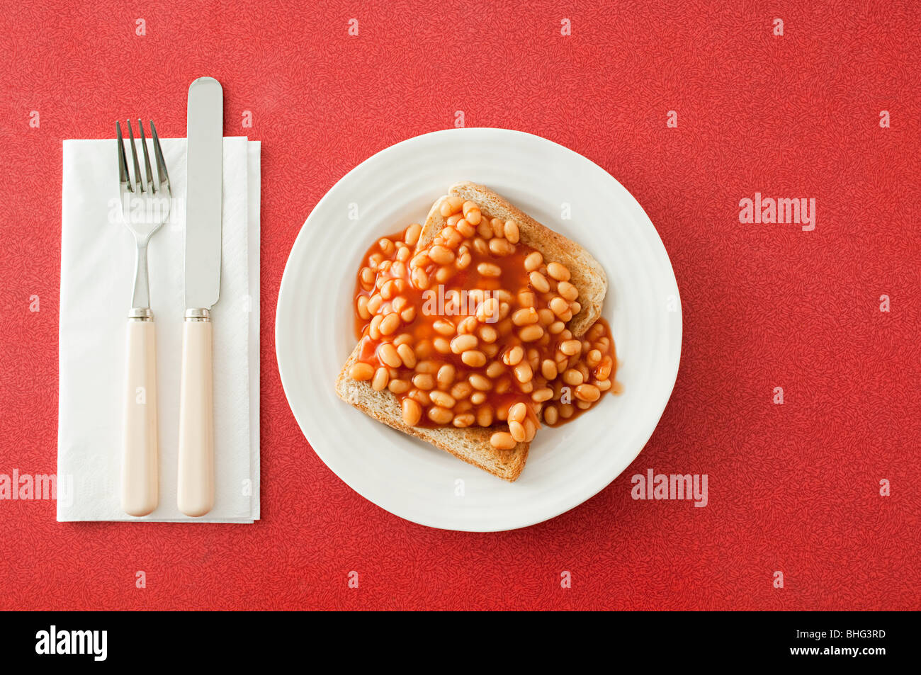 Beans on toast Stock Photo