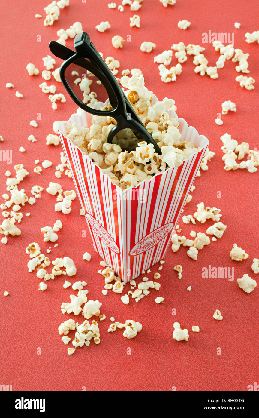 Popcorn and glasses Stock Photo