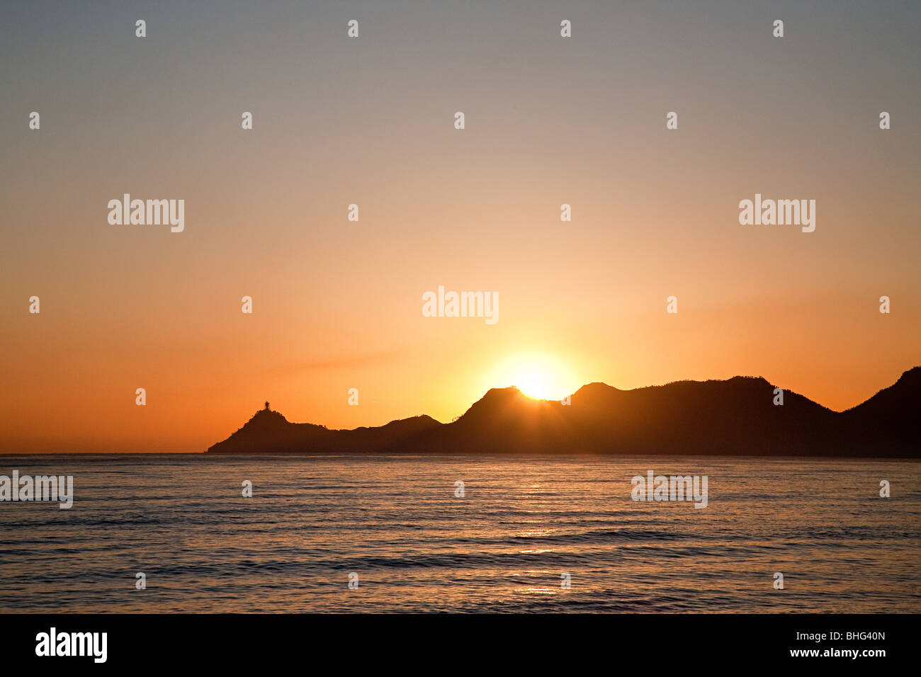 Dili harbor at sunrise Stock Photo