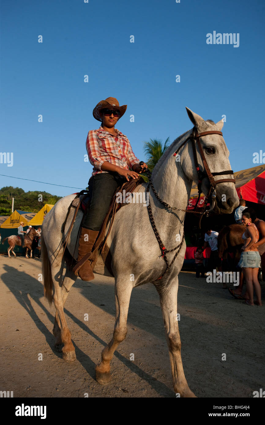 Horseback riding on Playa Carmen, Puntarenas, Costa Rica Stock Photo