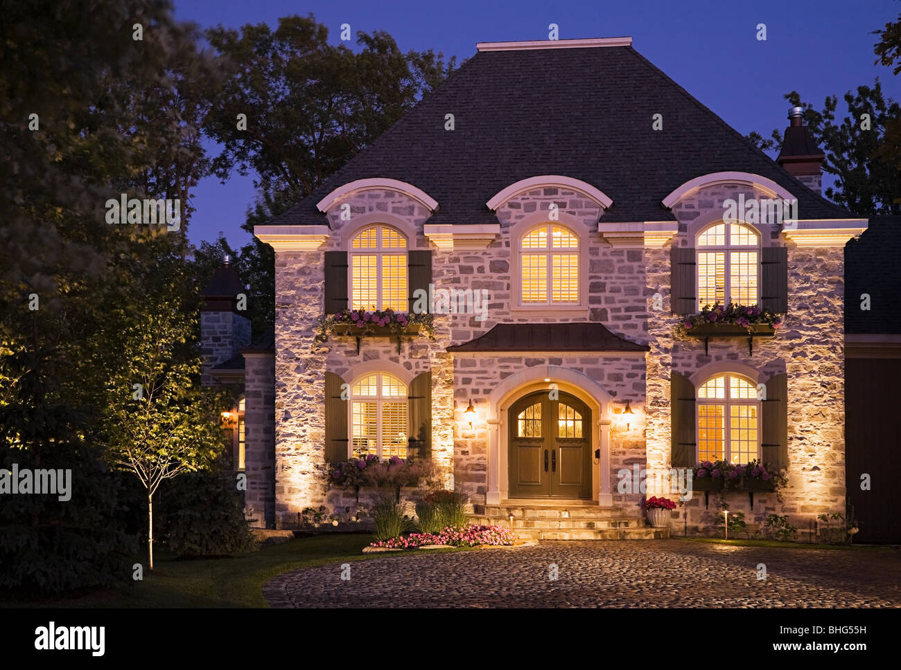 Large house illuminated Stock Photo