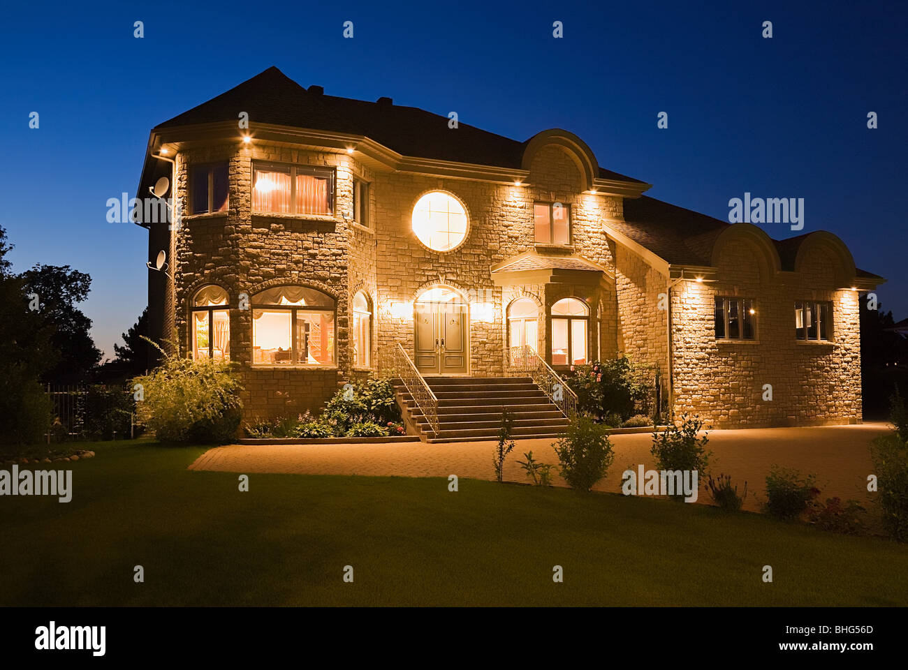 Large house illuminated Stock Photo