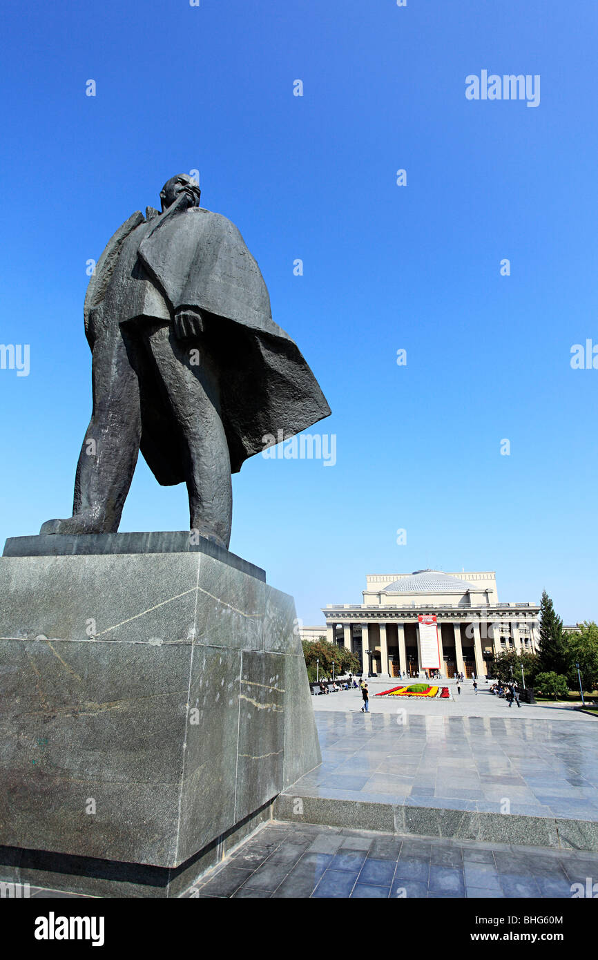 Lenin statue novosibirsk Stock Photo