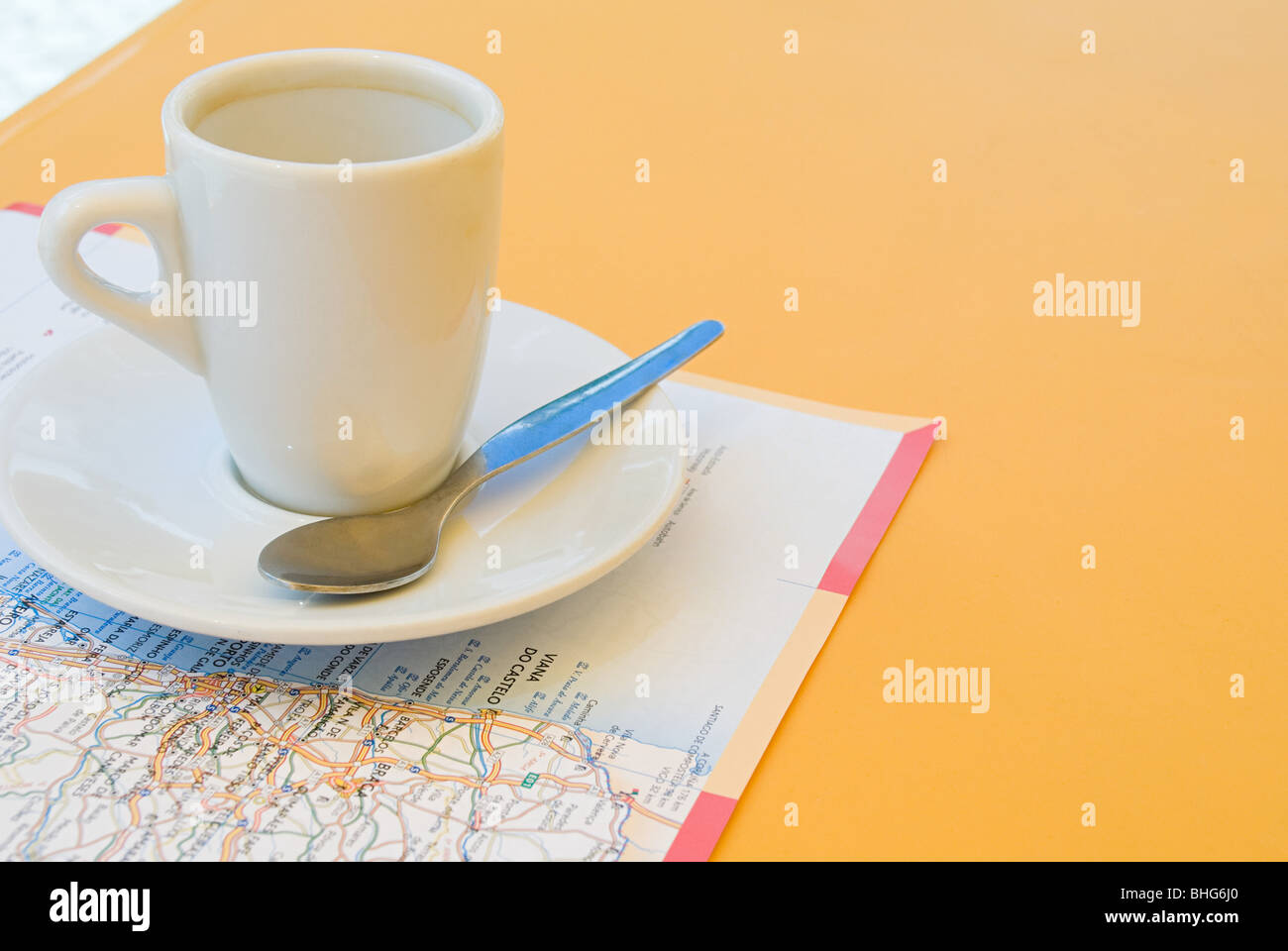 Coffee cup and map Stock Photo Alamy