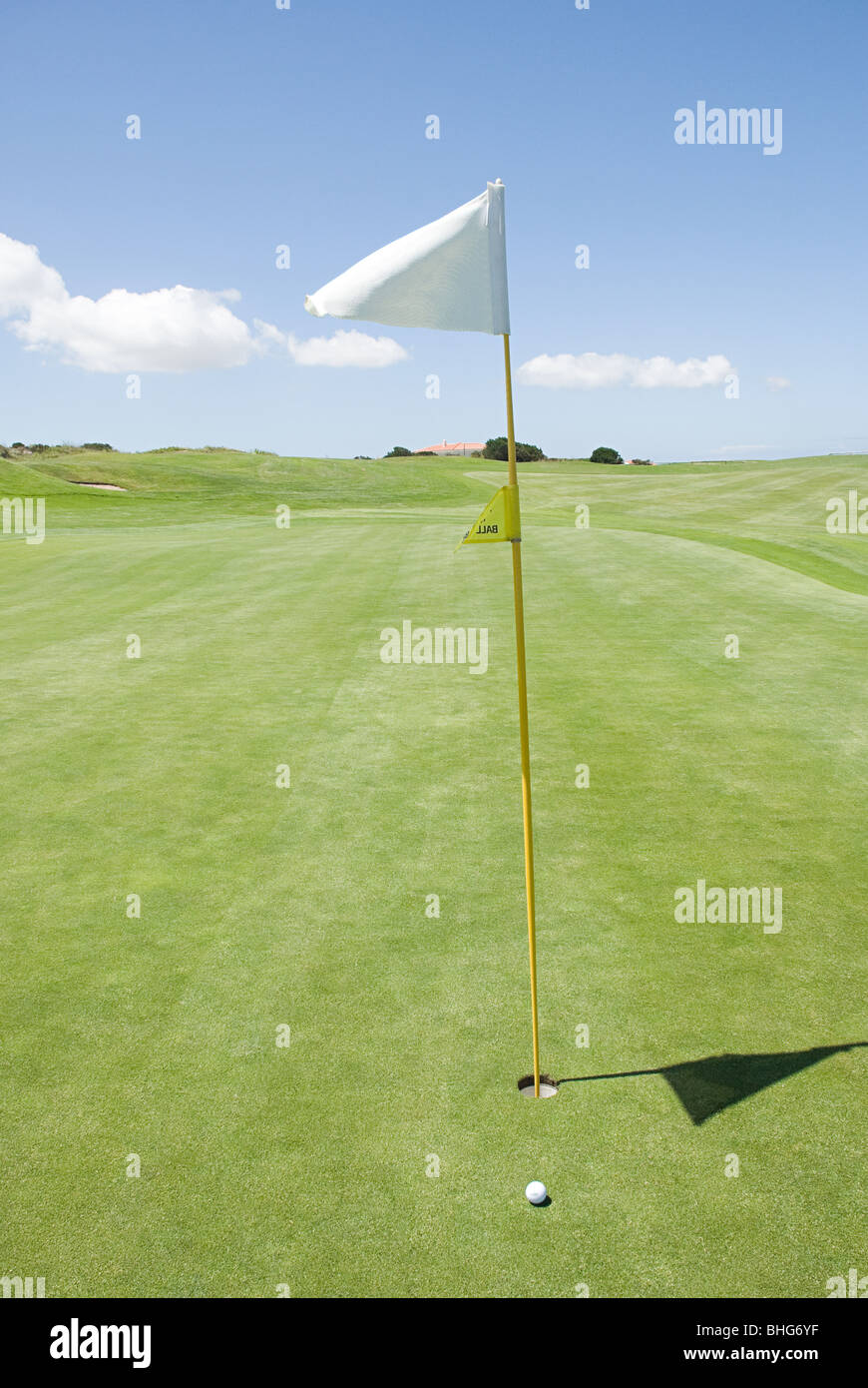 Flag on a golf course Stock Photo Alamy