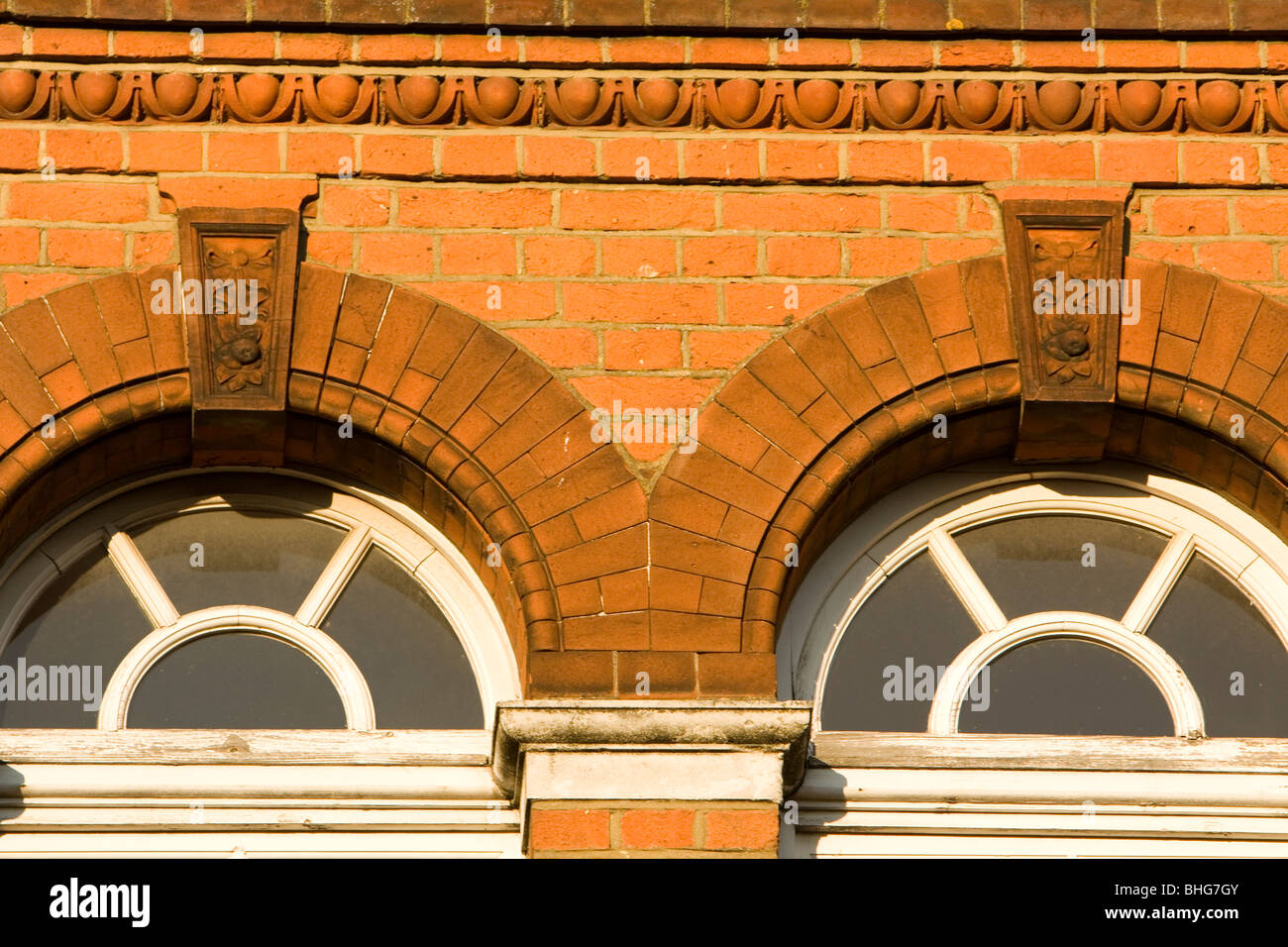 Architectural detail arched windows brick Stock Photo