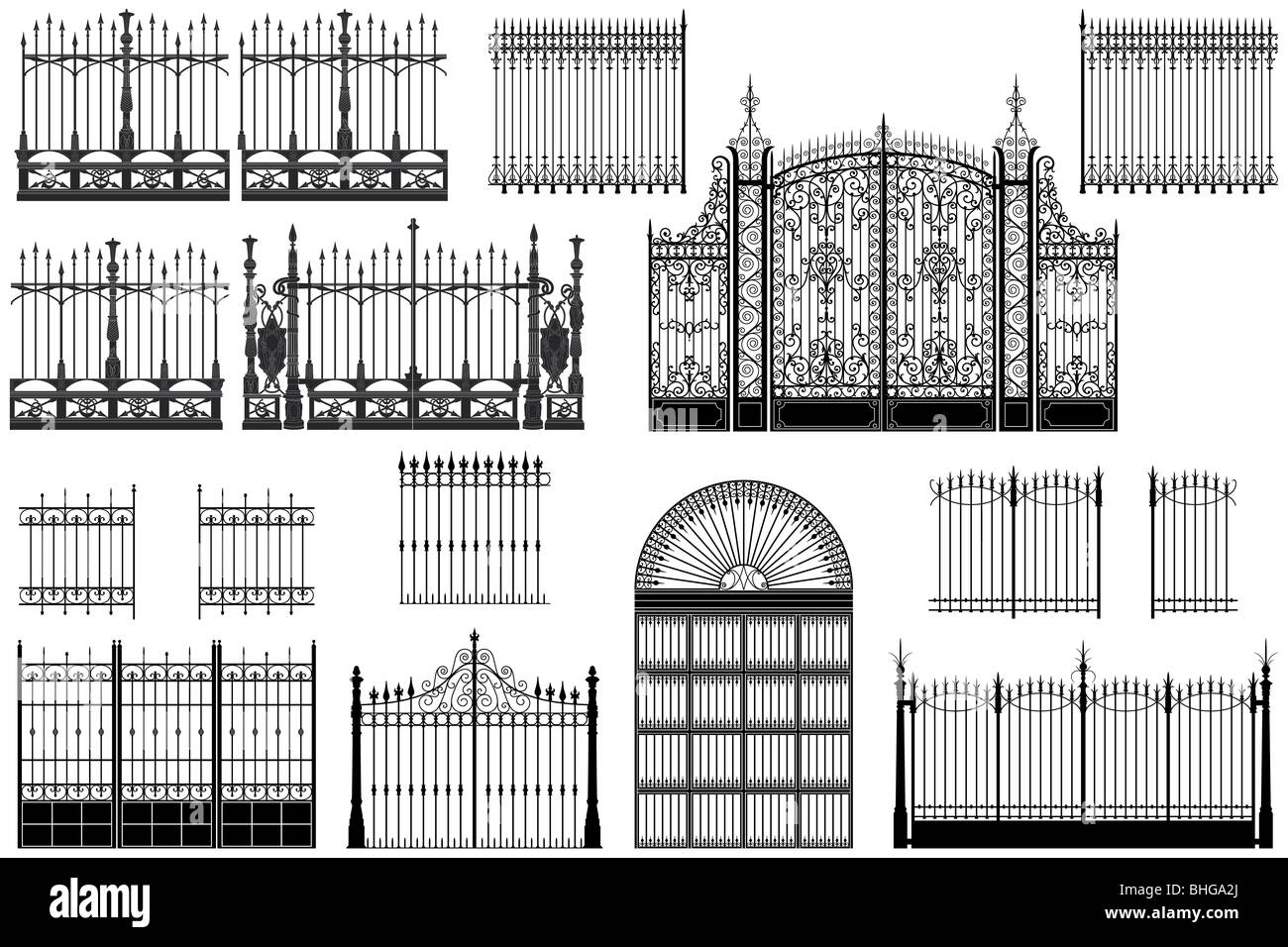 Black and white wrought iron gates and fences Stock Photo - Alamy