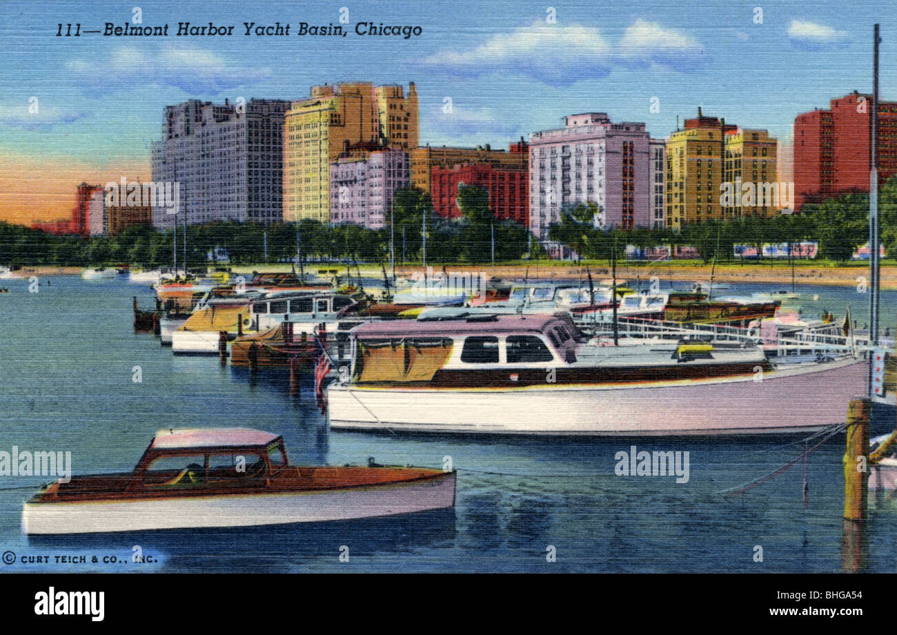 Belmont Harbour Yacht Basin, Chicago, Illinois, USA, 1941. Artist: Unknown Stock Photo