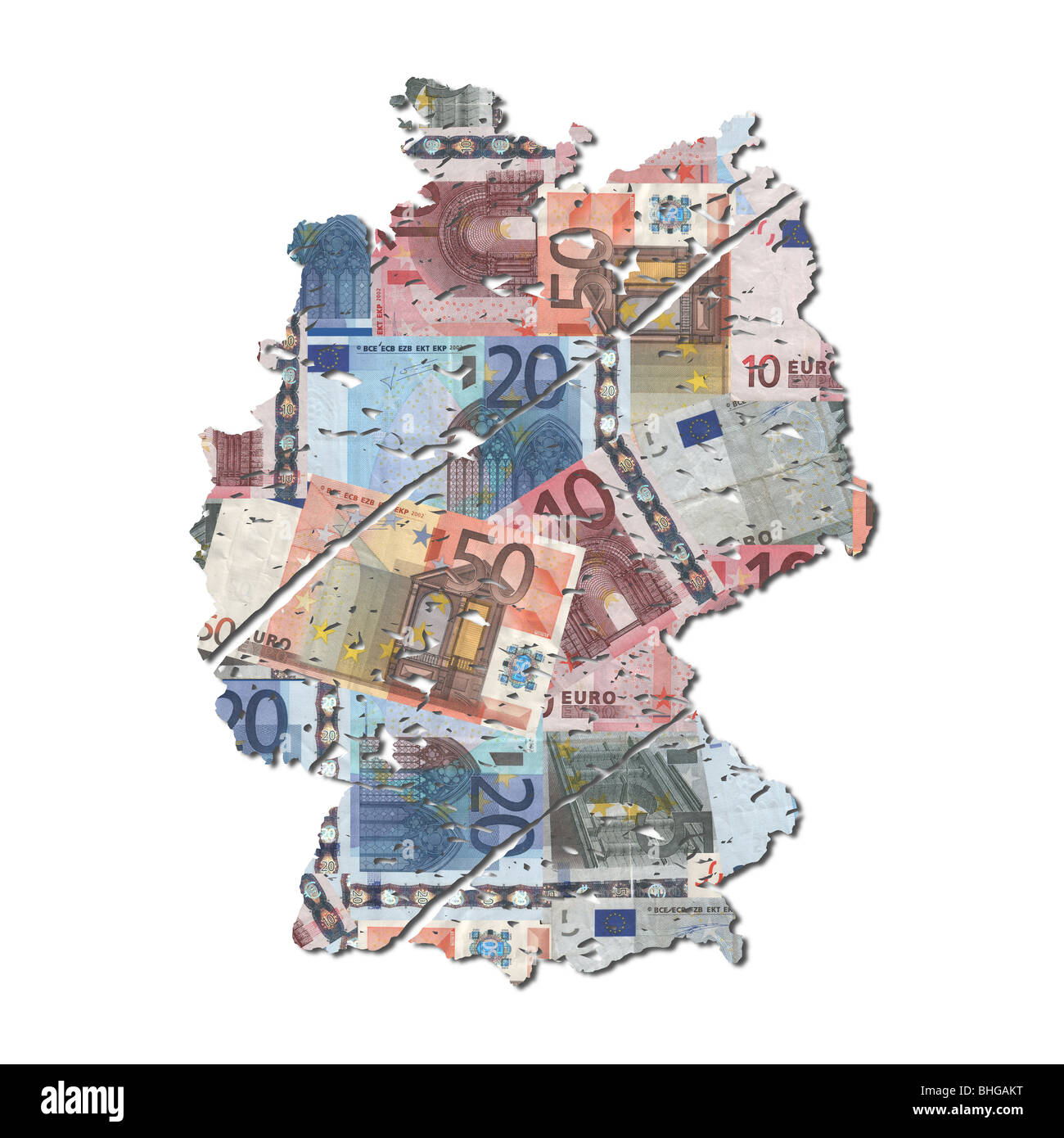 grunge Germany map with euros on white illustration Stock Photo - Alamy