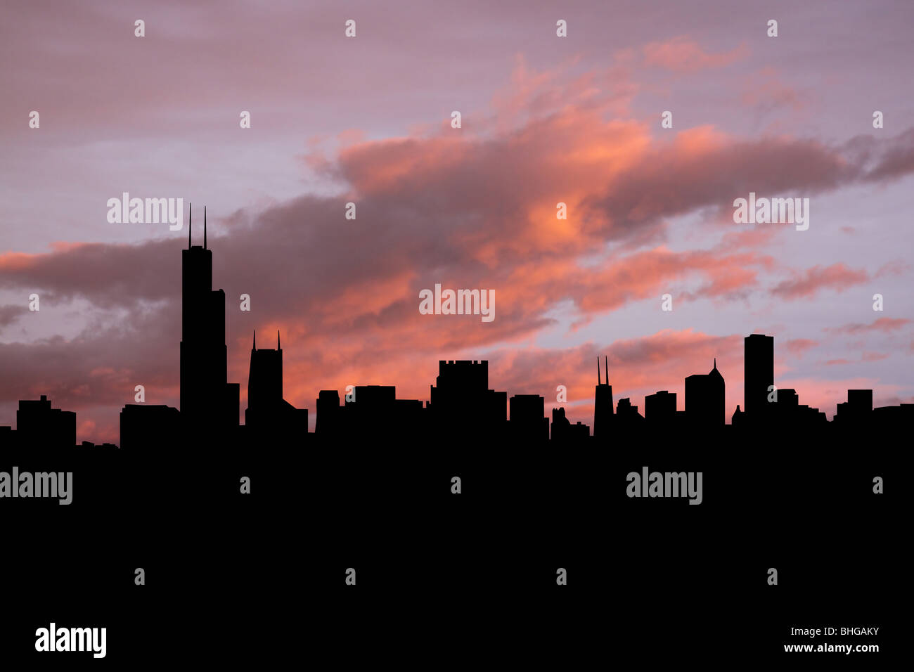 Chicago city skyline silhouette hi-res stock photography and images - Alamy