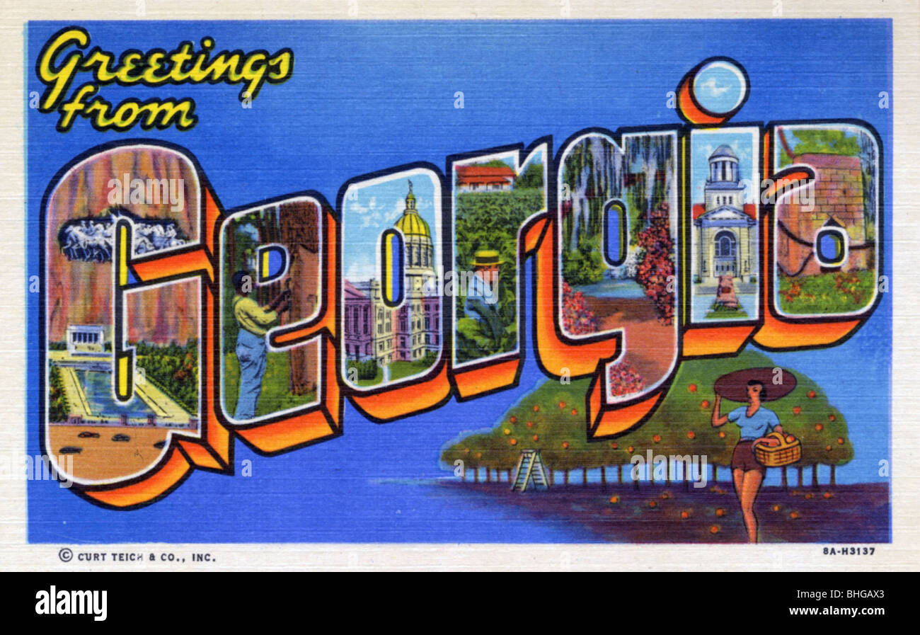 'Greetings from postcard, 1938 Stock Photo 28019323 Alamy