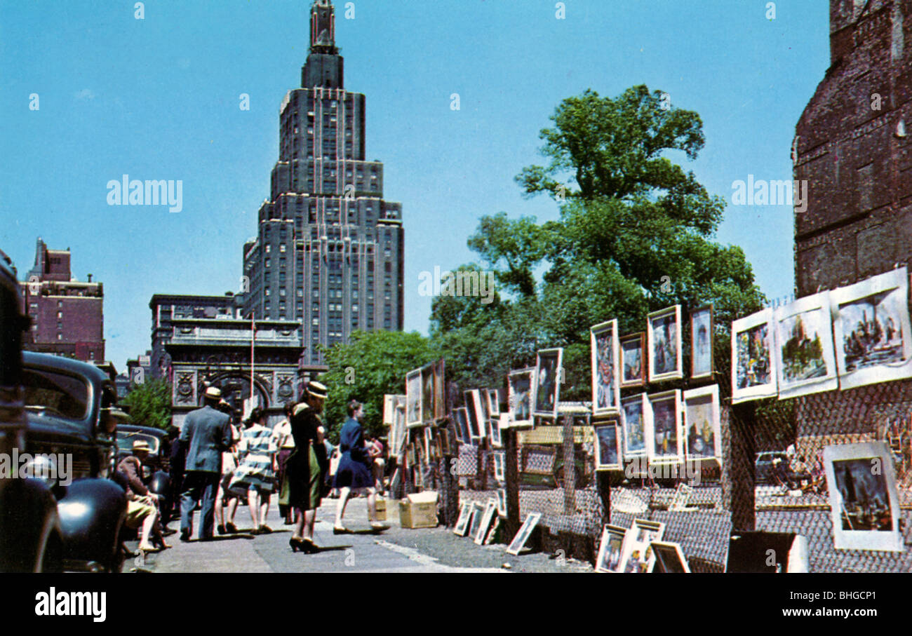 Outdoor art exhibition, New York City, New York, USA, 1956. Artist: Unknown Stock Photo