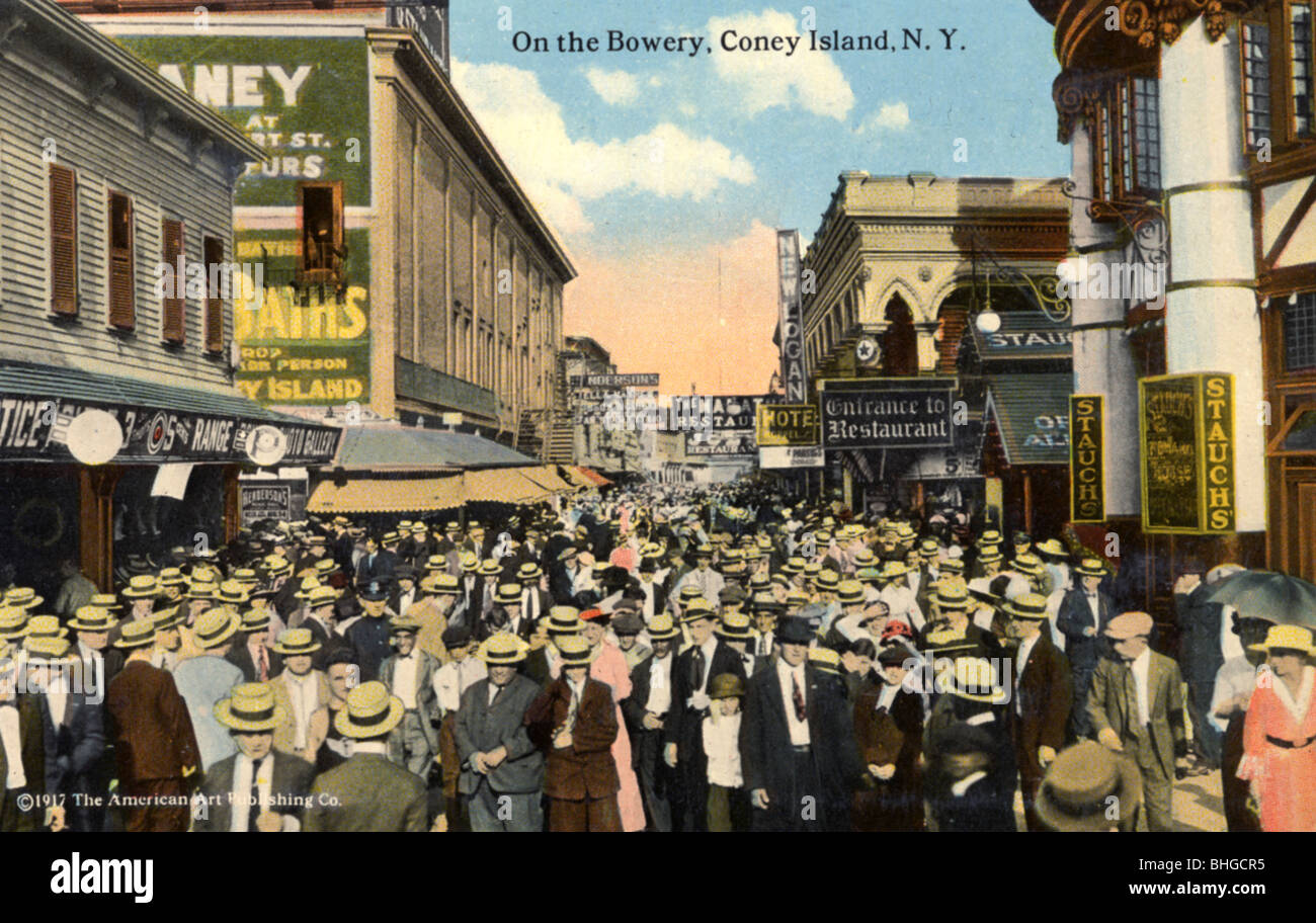 On the Bowery, Coney Island, New York City, New York, USA, 1916. Artist: Unknown Stock Photo