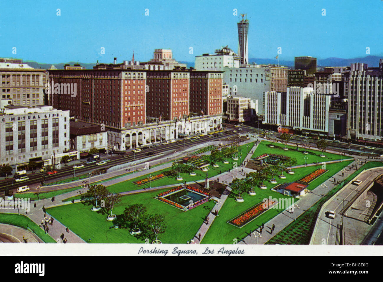 Pershing Square, Los Angeles, California, USA, 1970. Artist Unknown