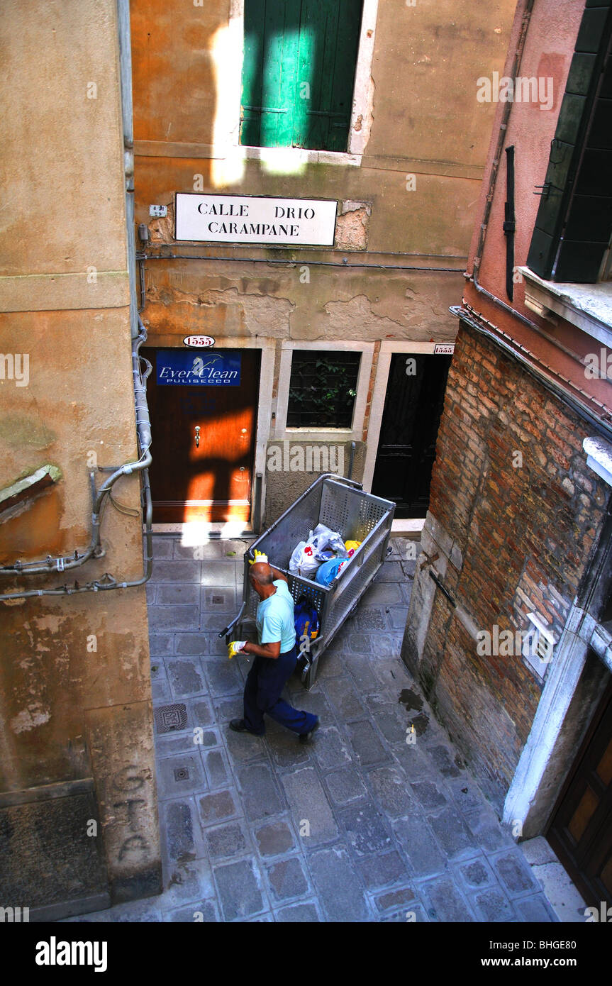 garbage collector Venice Italy refuse trash man Stock Photo Alamy