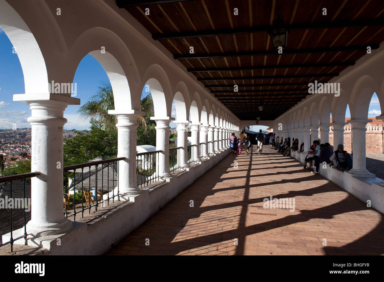 colonial arches in Sucre, Bolivia. Stock Photo