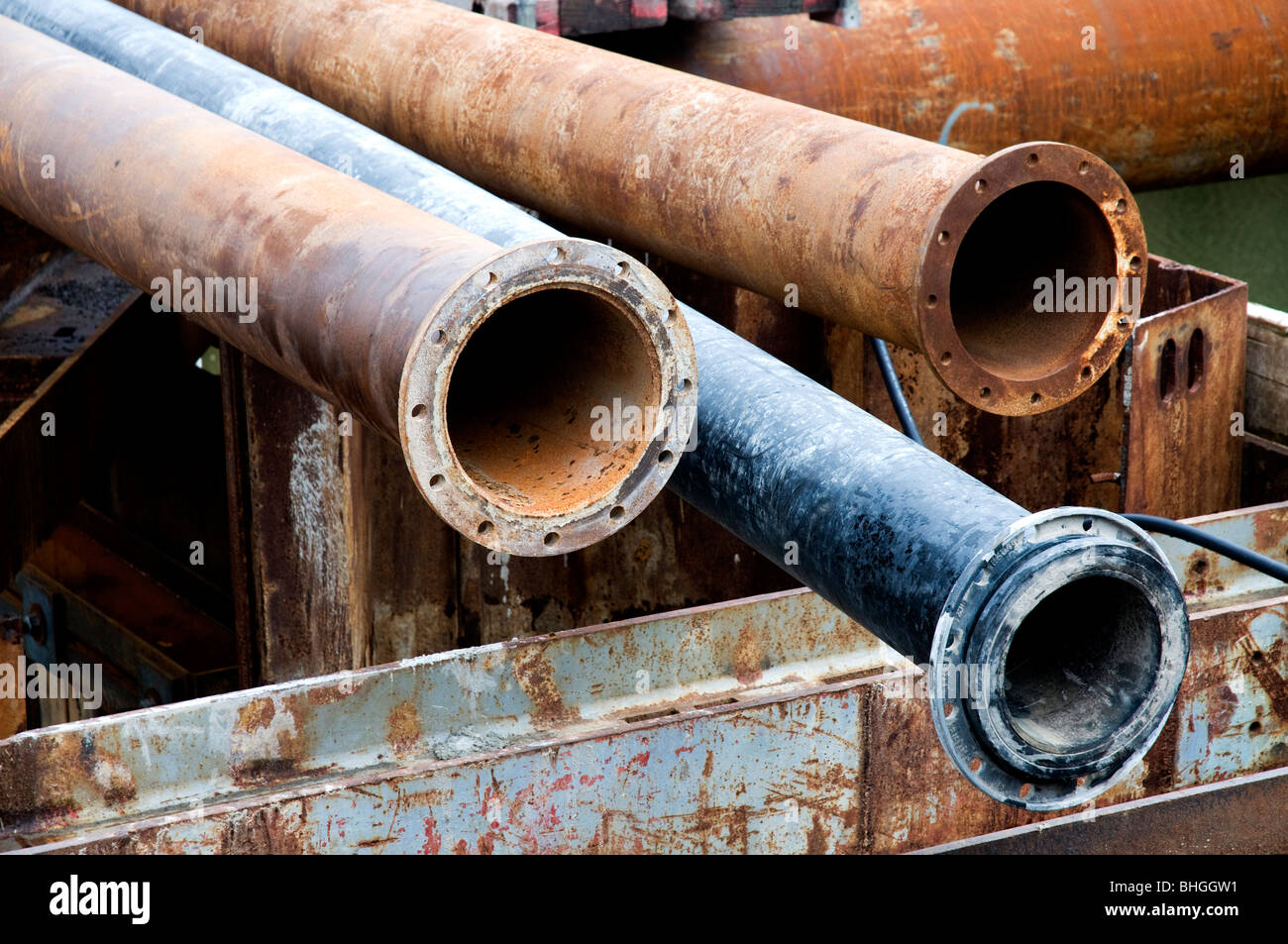 Close up shot of some metal pipes Stock Photo