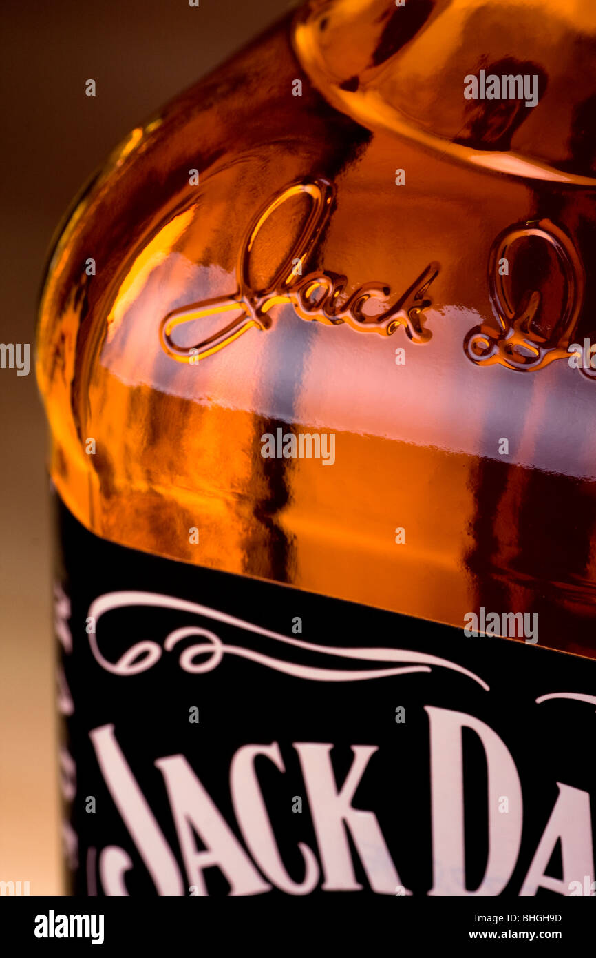 Close-up of Jack Daniels bottle neck, Showing Jack Daniels signature Stock  Photo - Alamy