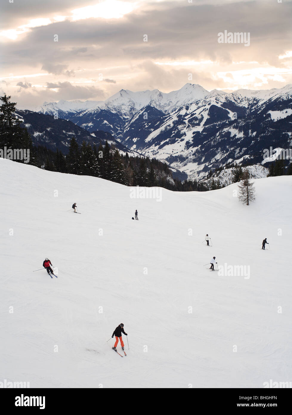 skiers austria alps Stock Photo