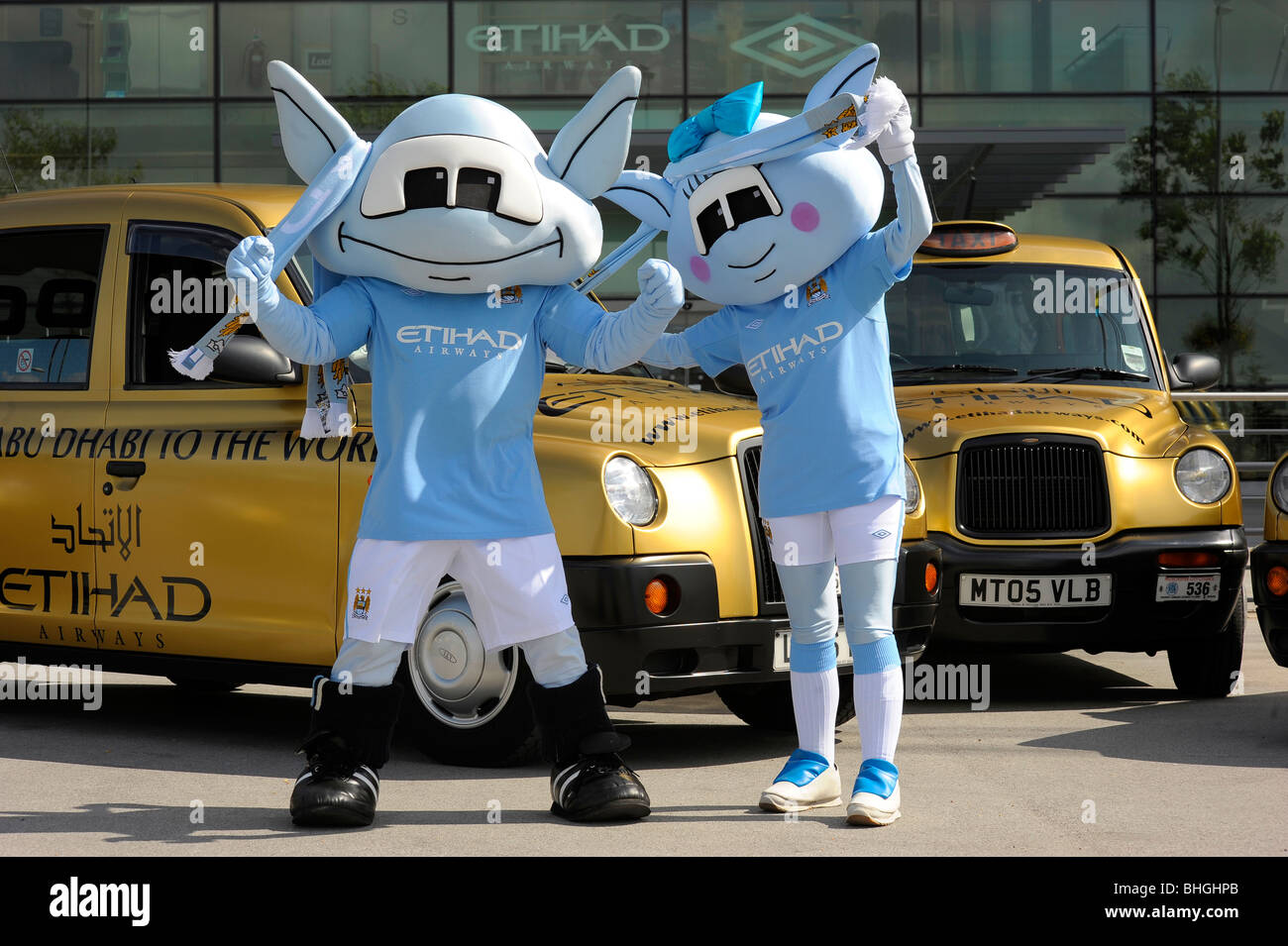 moonchester moonbeam manchester city football club mascots Stock Photo