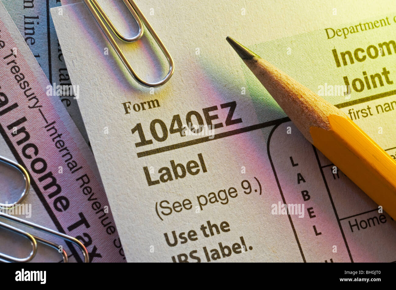 United States Tax Forms with pencil Stock Photo
