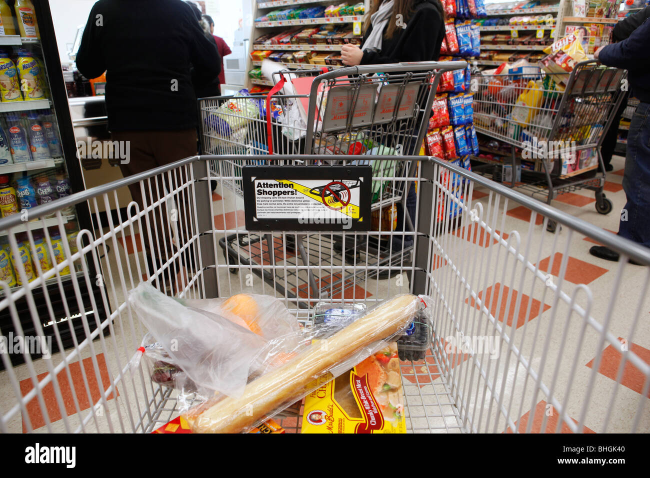 American supermarket checkout line Stock Photo