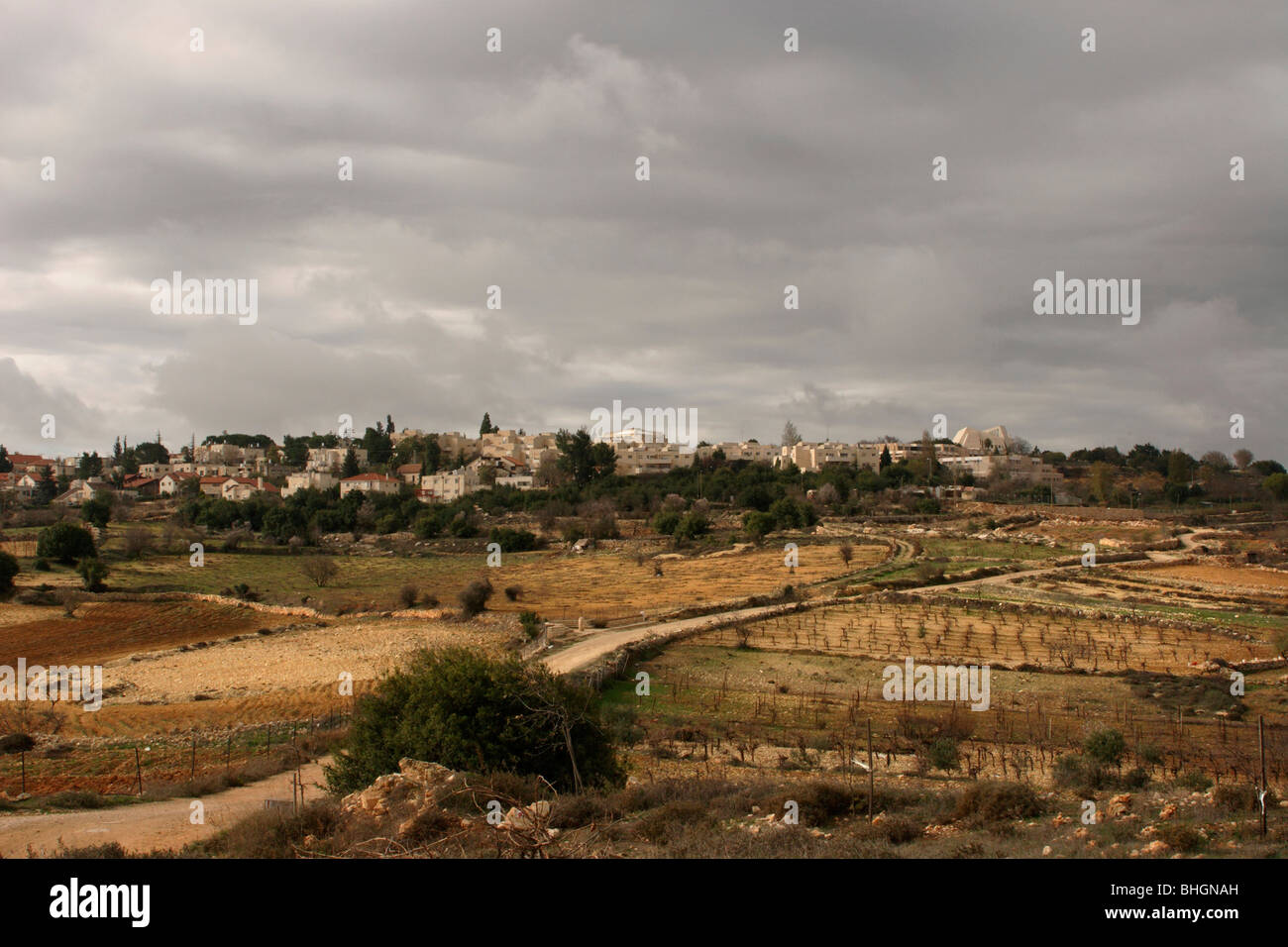 Judea, Gush Etzion. A view of Alon Shvut from the 'Path of the Patriarchs' Stock Photo