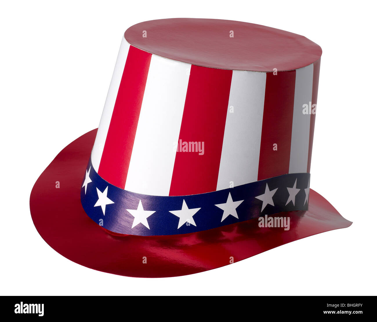 Uncle Sam Top Hat July 4th patriotic red white blue stars stripes Stock Photo