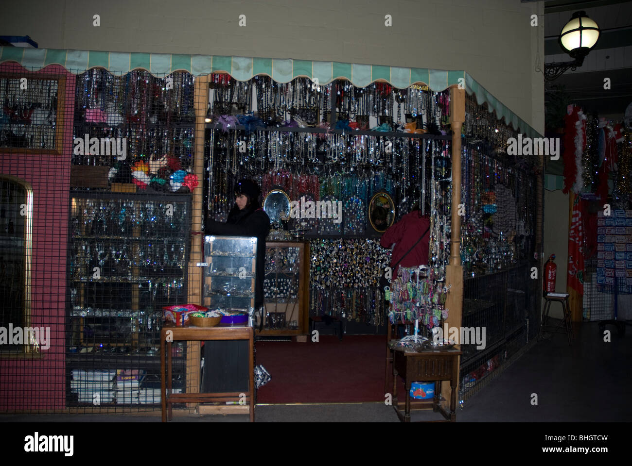 Jewellery stall in the Guildhall Market Bath Somerset UK Stock Photo