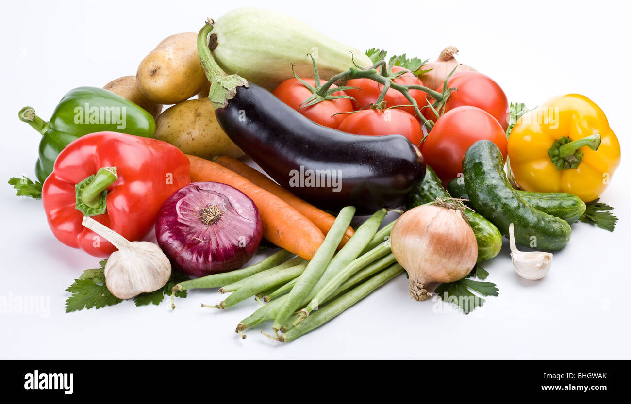 Vegetables on a white background Stock Photo - Alamy