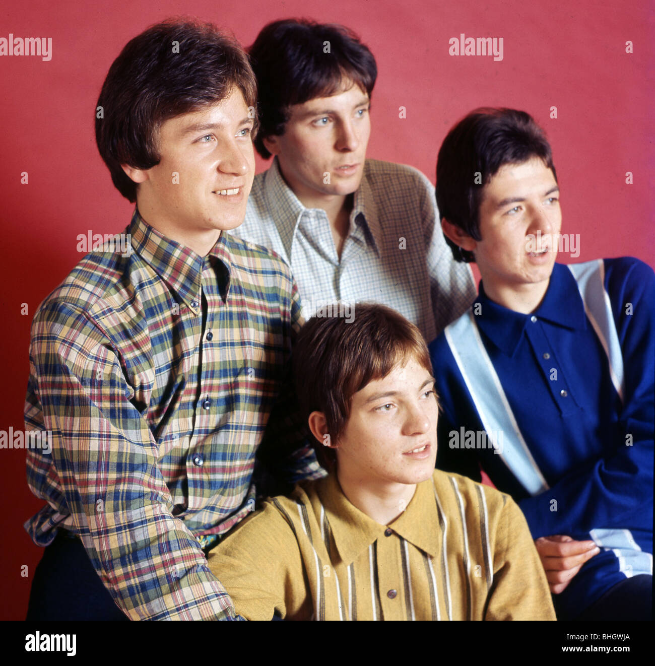 SMALL FACES - UK pop group in 1966 from l: Kenny Jones, Jimmy Winston, Steve Marriott (lower) and Ronnie Lane - photo Tony Gale Stock Photo