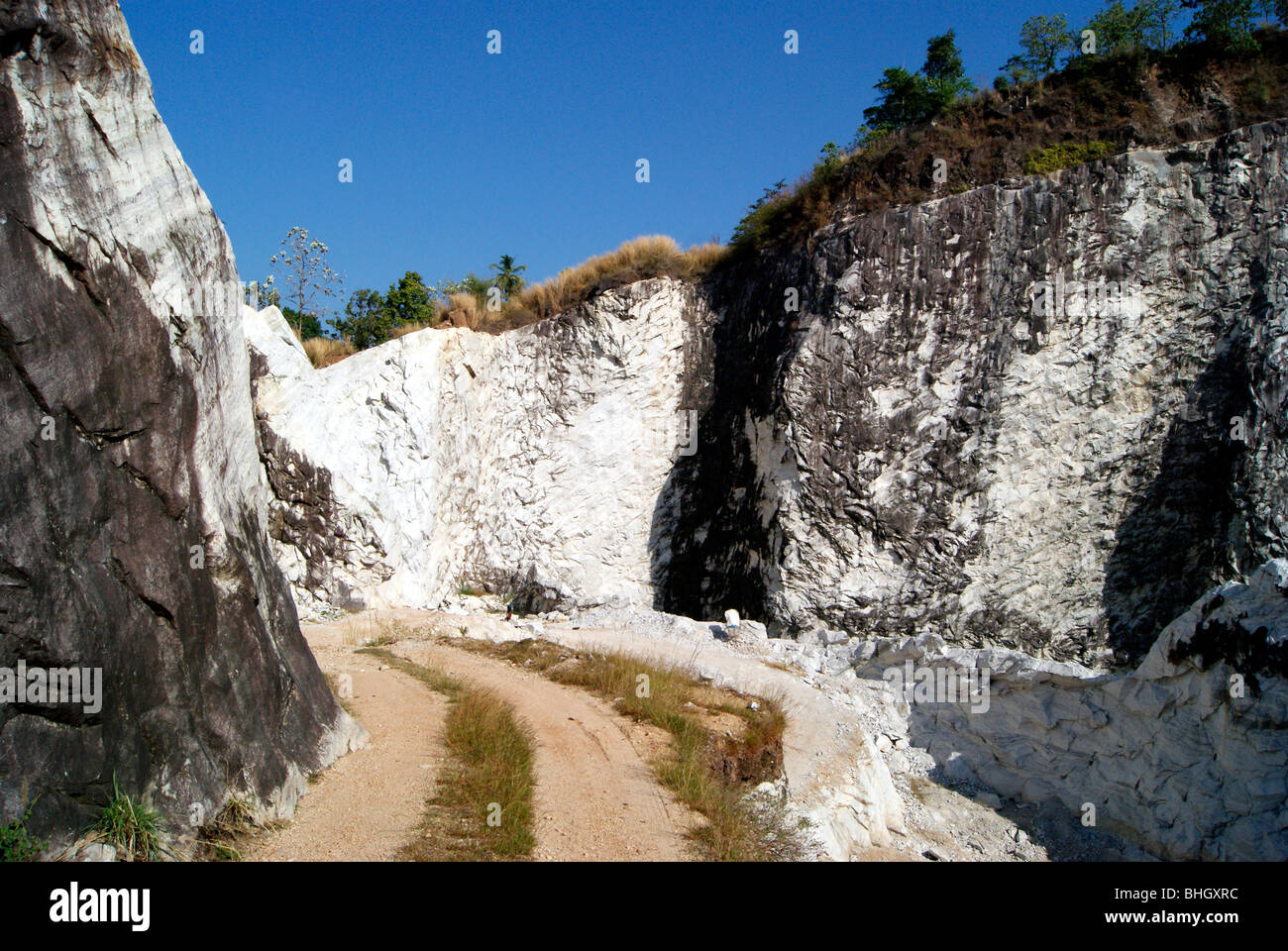 Rock Quarry.Inside View of a Big Rock Quarry and A Small curved path way  for Trucks to carry rocks.Scene from Kerala,India Stock Photo - Alamy