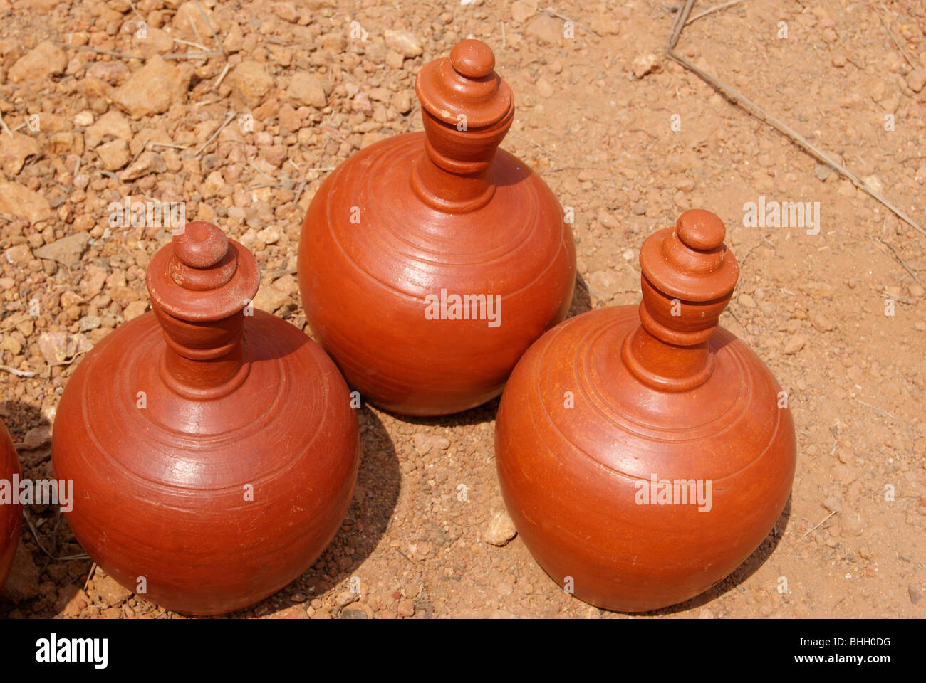Variety Drinking Clay Pot for Sale in Kerala,India Stock Photo