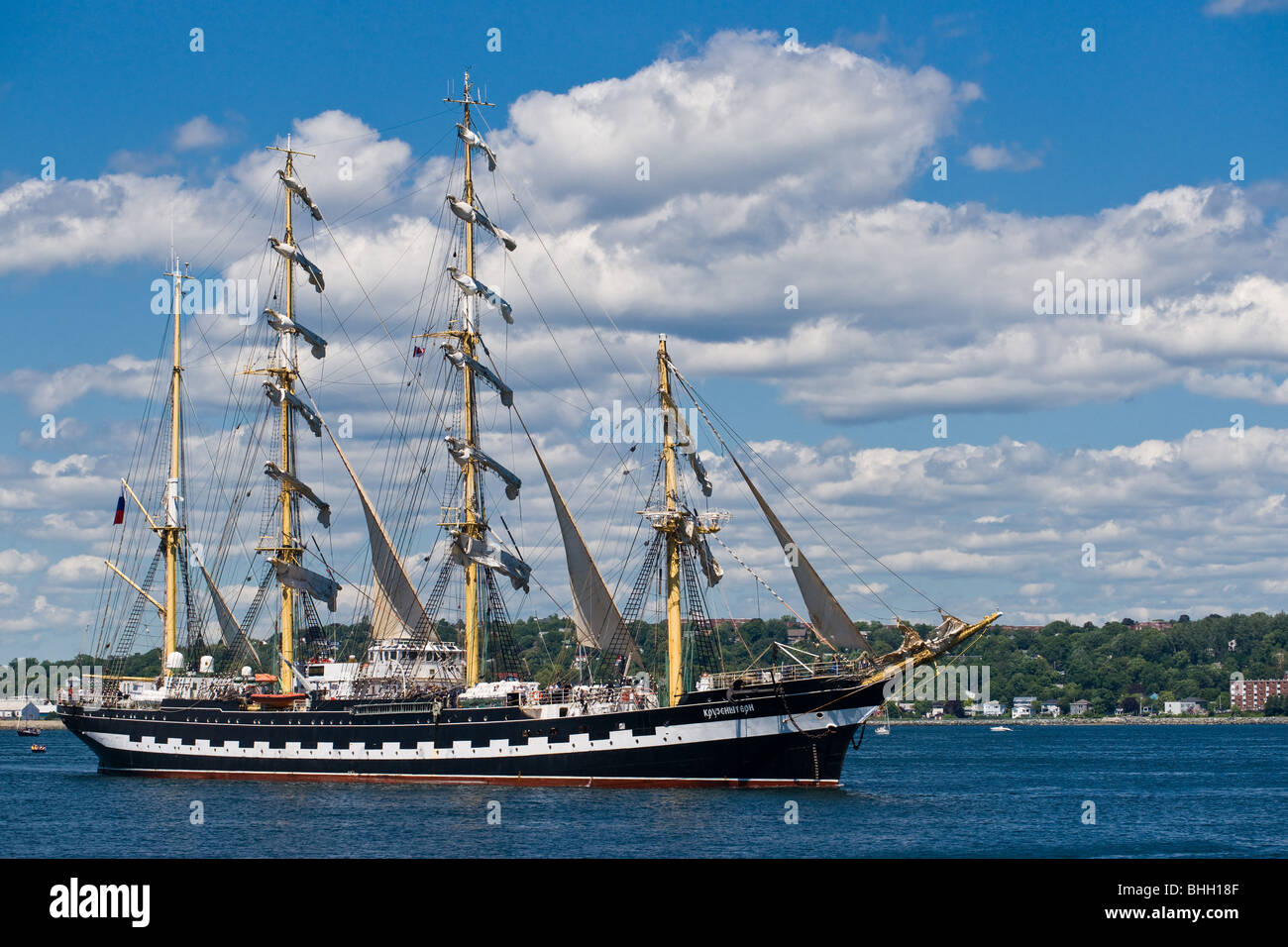 The Russian four masted barque Kruzenshtern during the 2009 Tall Ships festival in Halifax, Nova Scotia. Stock Photo