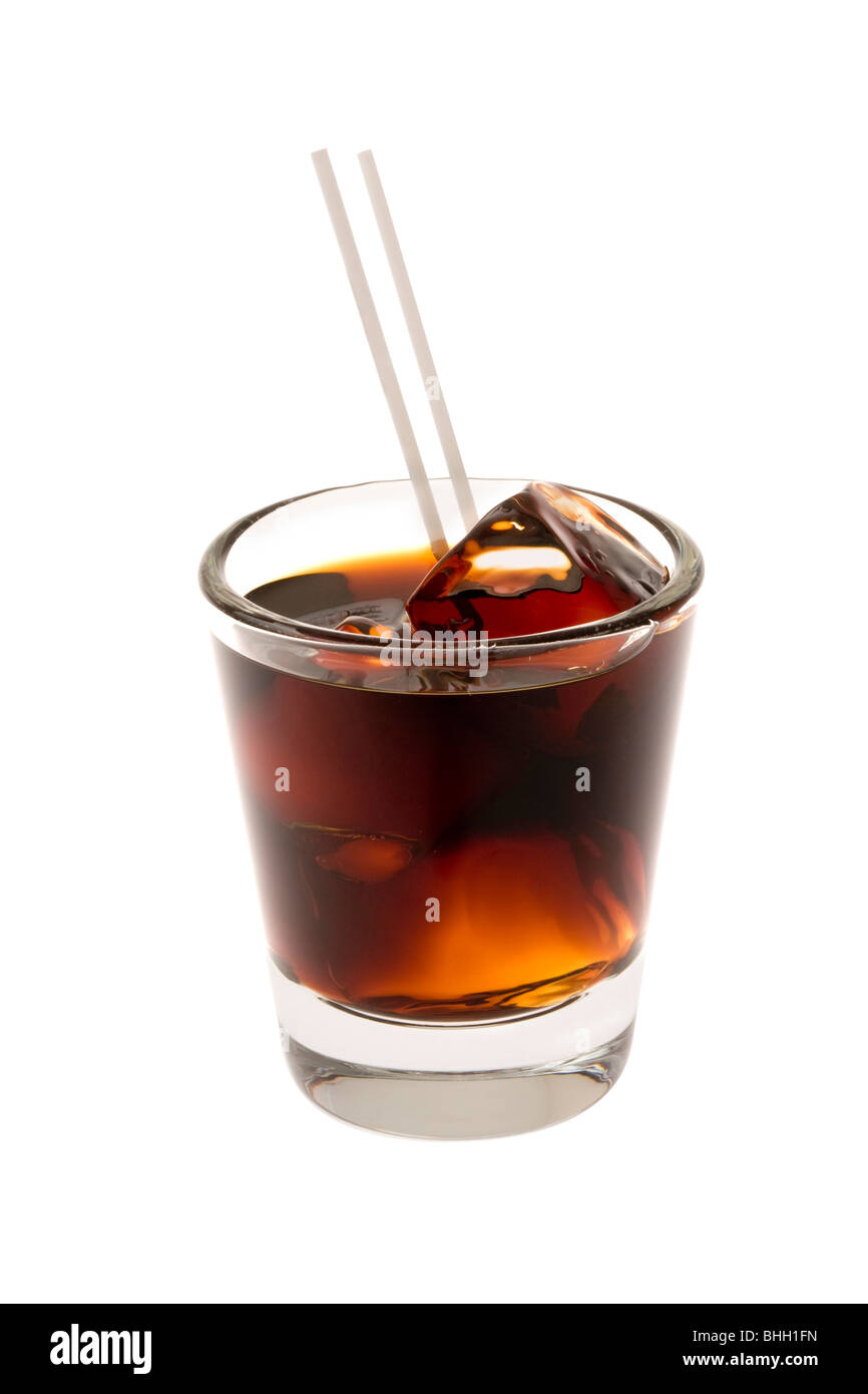Black Russian mixed drink on a white background Stock Photo Alamy