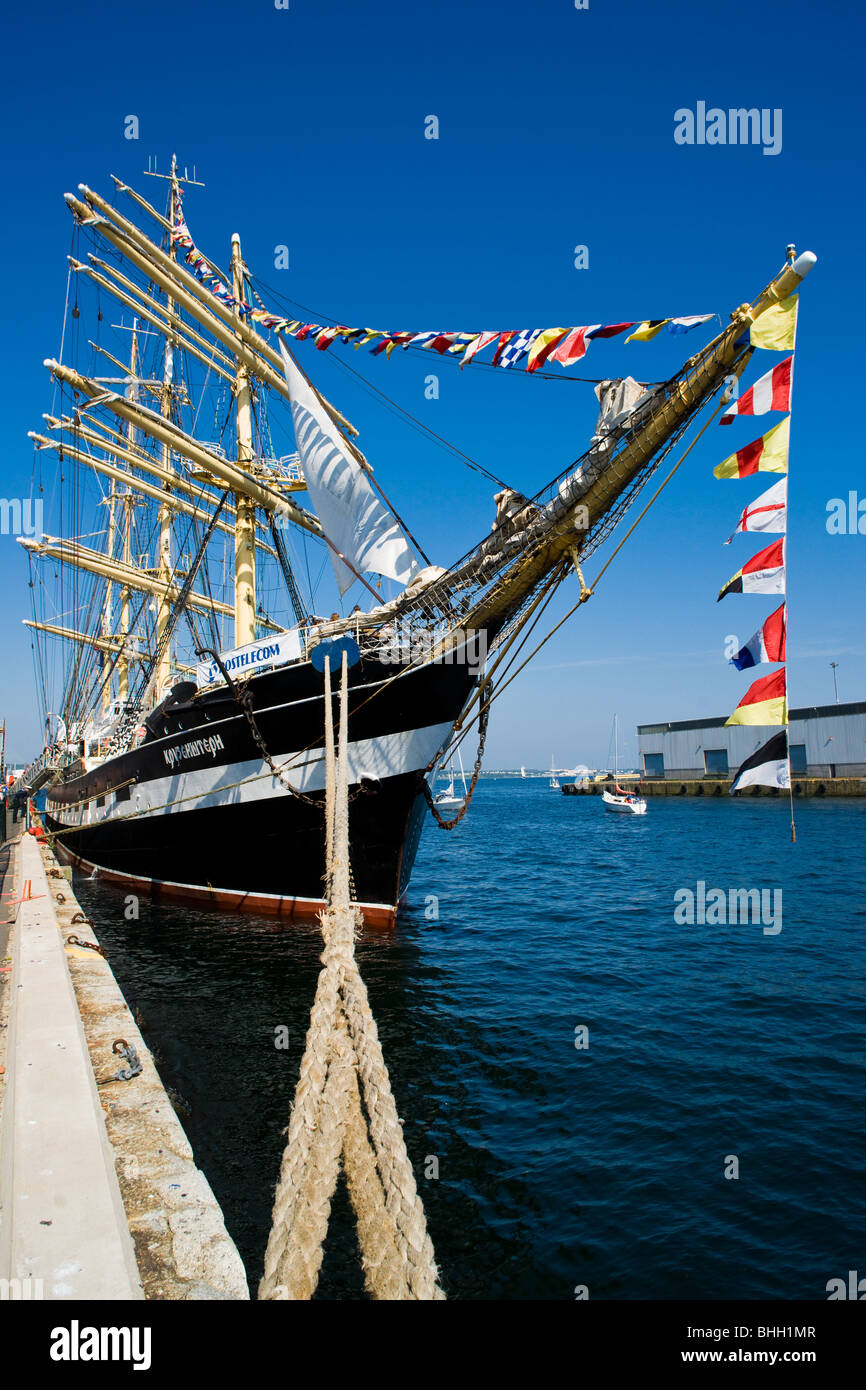 The Russian four masted barque Kruzenshtern during the 2009 Tall Ships festival in Halifax, Nova Scotia. Stock Photo