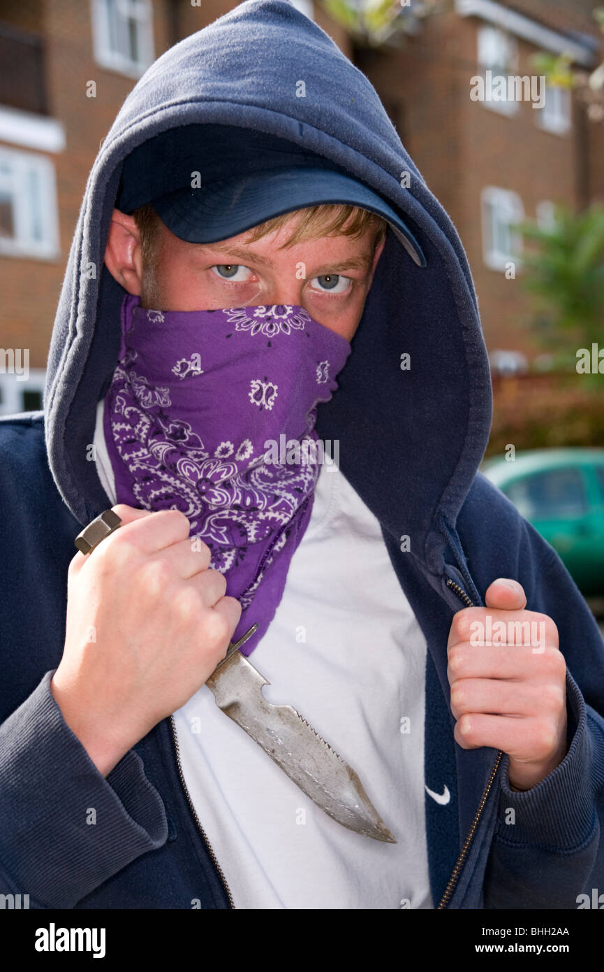 Teenager with Knife Model Released Shoot No 3690 Stock Photo