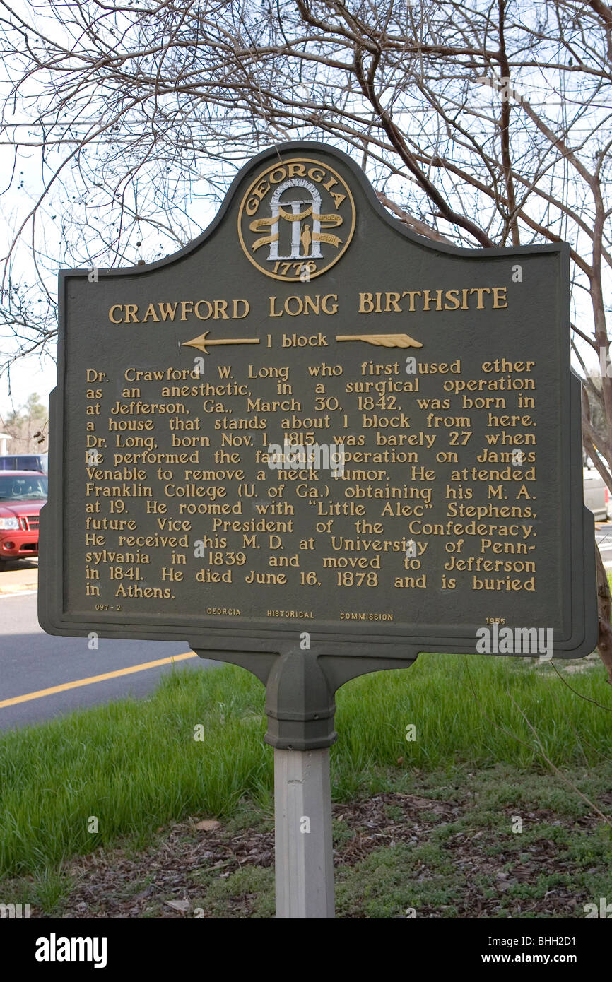 Dr. Crawford W. Long who first used ether as an anesthetic, in a